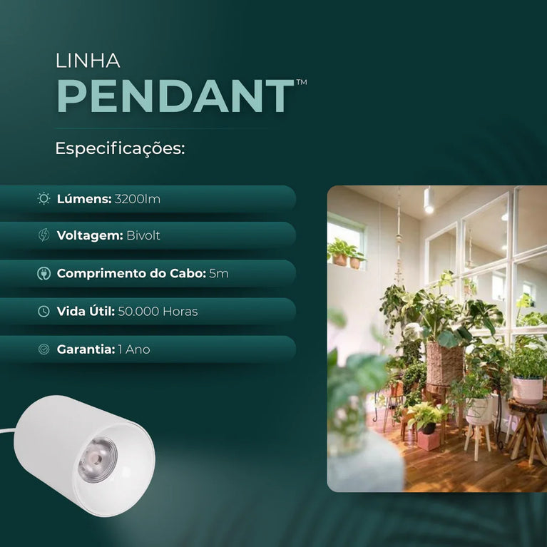 Luminária Led Paisagismo Master Plants Pendant 3000K 40° 40W