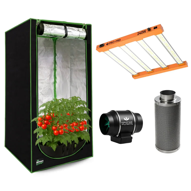 Kit Cultivo Grow Completo Estufa 100x100x200cm + LED Qb 240W Samsung LM283B + Exaustor Turbo 125MM Preto + Filtro 125mm 580m³