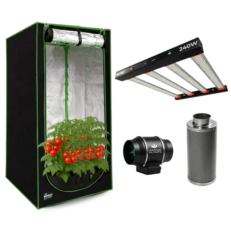 Kit Cultivo Grow Completo Estufa 100x100x200cm + LED Qb 240W Samsung LM301H UV+IR + Exaustor Turbo 125MM Preto + Filtro 125mm 580m³