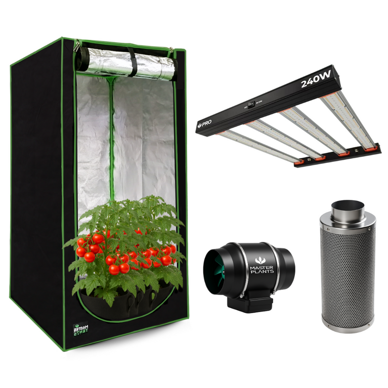 Kit Cultivo Grow Completo Estufa 100x100x200cm + LED Qb 240W Samsung LM301H + Exaustor Turbo 125MM Preto + Filtro 125mm 580m³
