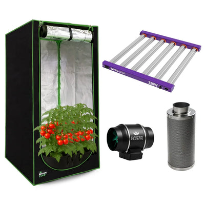 Kit Cultivo Grow Completo Estufa 100x100x200cm + LED Qb 320W Samsung LM301H + Exaustor Turbo 125MM Preto + Filtro 125mm 580m³
