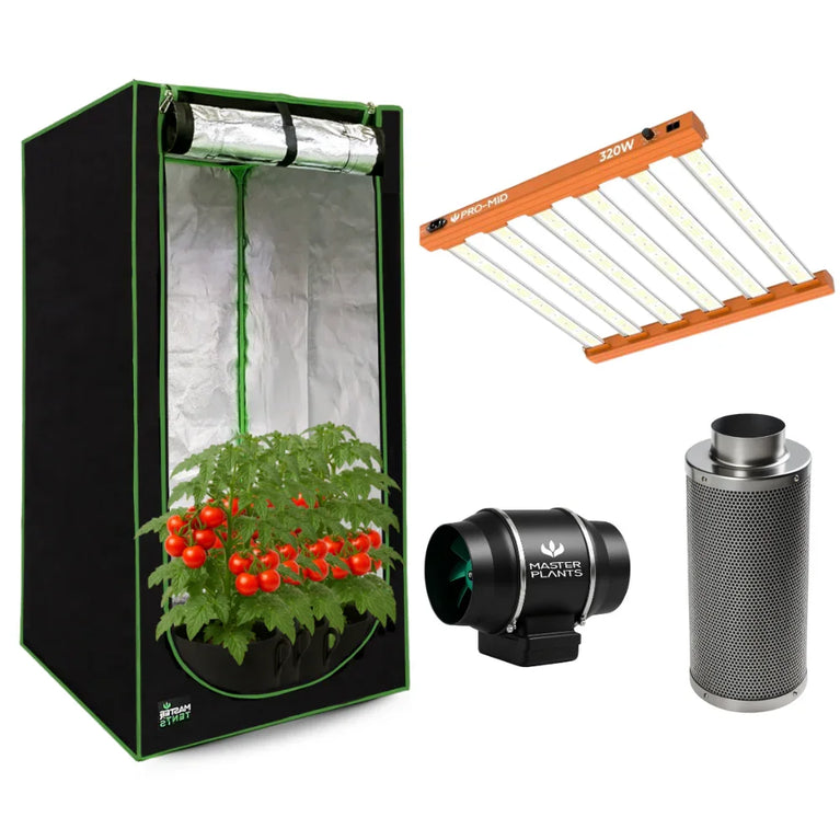 Kit Cultivo Grow Completo Estufa 100x100x200cm + LED Qb 320W Samsung LM283B + Exaustor Turbo 125MM Preto + Filtro 125mm 580m³