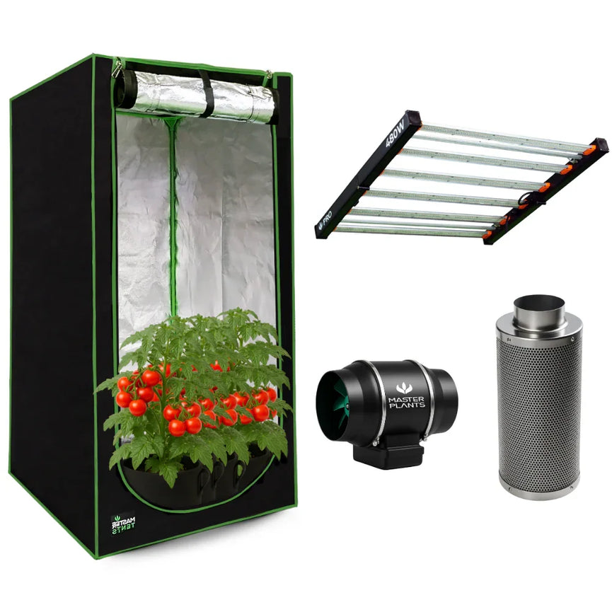 Kit Cultivo Grow Completo Estufa 120x120x200cm + LED Qb 480W Samsung LM301H EVO + Exaustor Turbo 150MM Preto + Filtro 150mm 850m³
