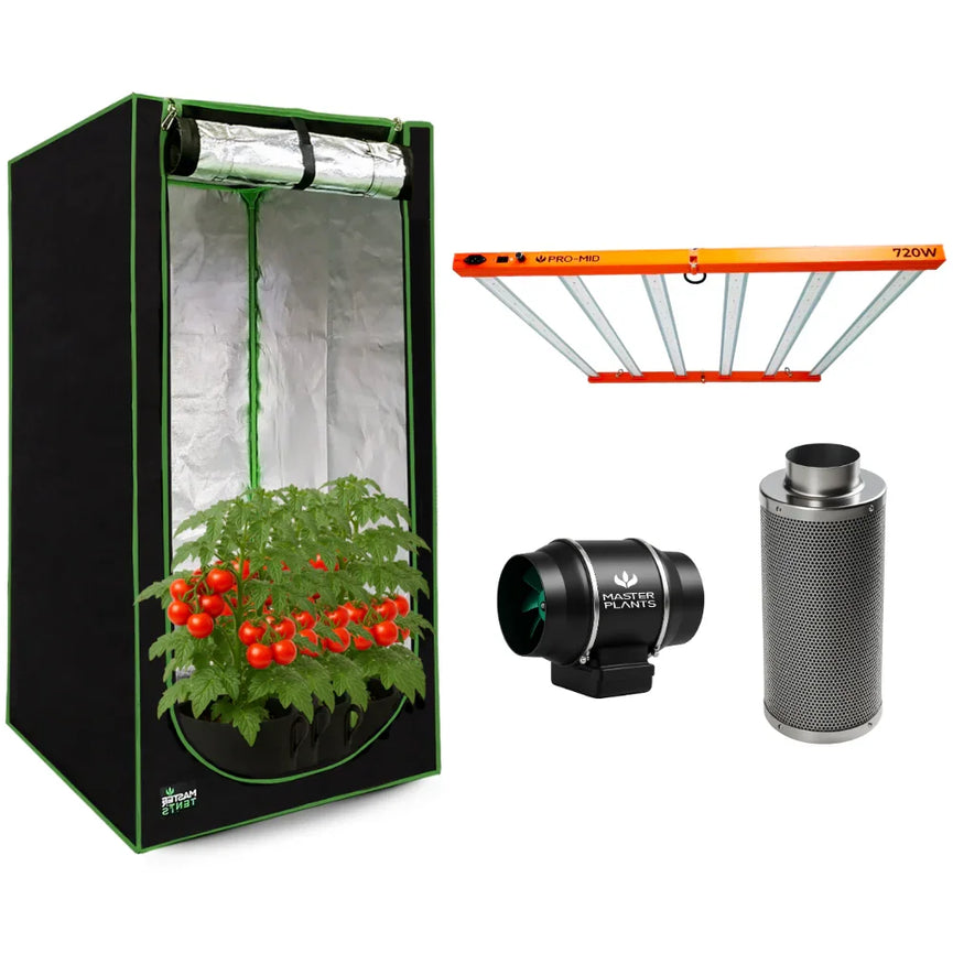 Kit Cultivo Grow Completo Estufa 150x150x200cm + LED Quantum Bar 720W Samsung LM283B + Exaustor Turbo 200MM Preto + Filtro 200mm 1000m³