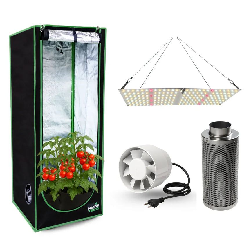 Kit Cultivo Grow Completo Estufa 60x60x160cm + LED Qb 65W Samsung LM281B + Exaustor 100MM Branco + Filtro 100mm 300m³
