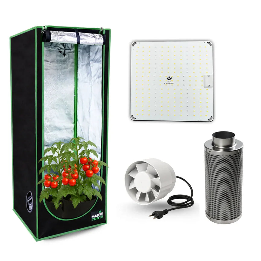 Kit Cultivo Grow Completo Estufa 60x60x160cm + LED Qb 65W Samsung LM283B + Exaustor 100MM Branco + Filtro 100mm 300m³