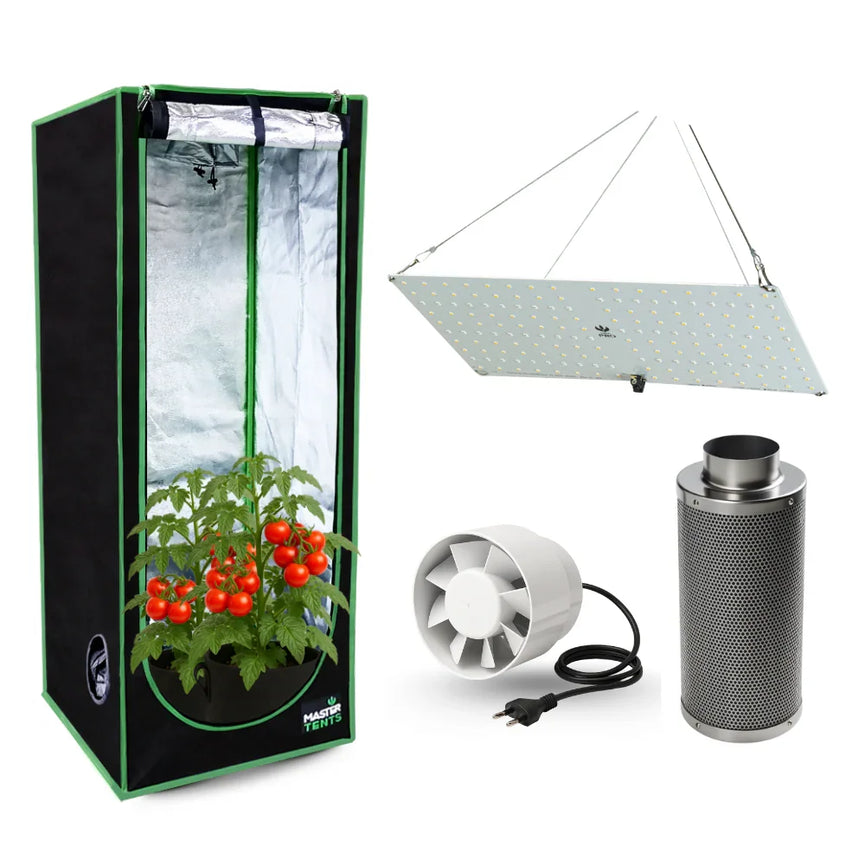 Kit Cultivo Grow Completo Estufa 60x60x160cm + LED Qb 65W Samsung LM301H EVO + Exaustor 100MM Branco + Filtro 100mm 300m³