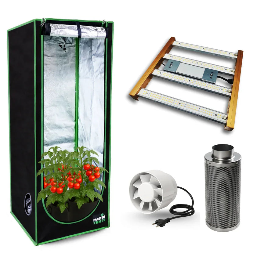 Kit Cultivo Grow Completo Estufa 80x80x180cm + LED Qb 120W Samsung LM283B + Exaustor 125MM Branco + Filtro 125mm 310m³