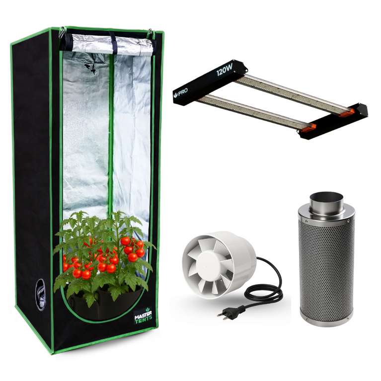 Kit Cultivo Grow Completo Estufa 80x80x180cm + LED Qb 120W Samsung LM301H EVO + Exaustor 125MM Branco + Filtro 125mm 310m³