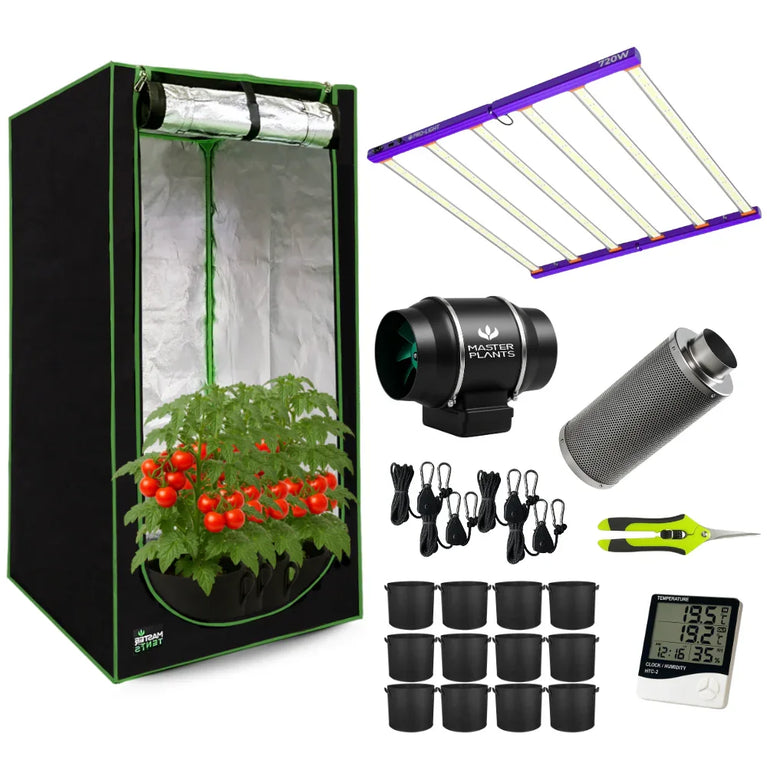 Kit Cultivo Grow Completo Estufa 150x150x200cm + LED Quantum Bar 720W Samsung LM301H + Exaustor Turbo 200MM Preto + Filtro 200mm 1000m³ + Acessórios