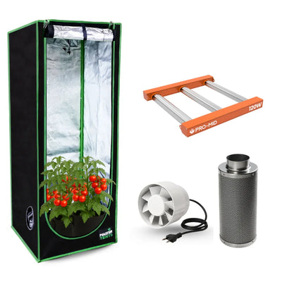 Kit Cultivo Grow Completo Estufa 80x80x180cm + LED Qb 120W Samsung LM283B + Exaustor 125MM Branco + Filtro 125mm 310m³