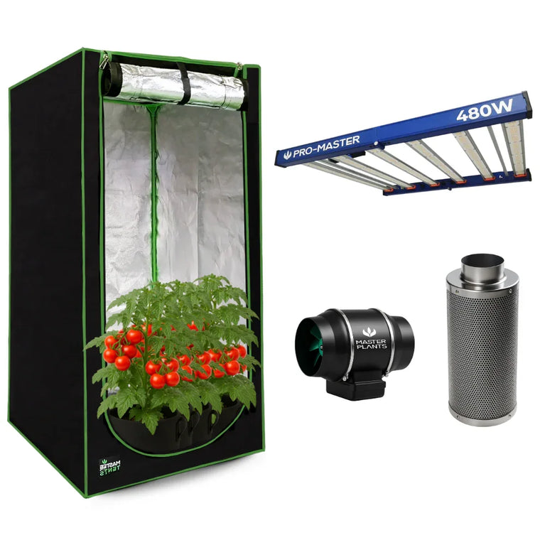 Kit Cultivo Grow Completo Estufa 120x120x200cm + LED Qb 480W PRO-MASTER + Exaustor Turbo 150MM Preto + Filtro 150mm 850m³