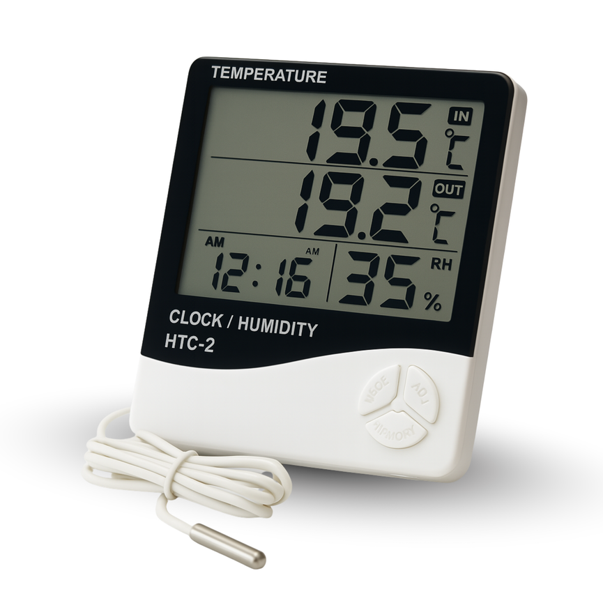 Higrômetro Digital Relógio Medidor de Umidade e Temperatura