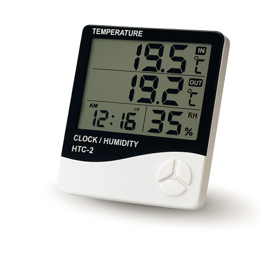 Termohigrômetro Digital Relógio Medidor de Umidade e Temperatura