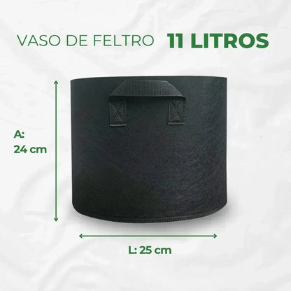 Kit 04un Vaso de Tecido Feltro 11L Redondo para Plantas Grow