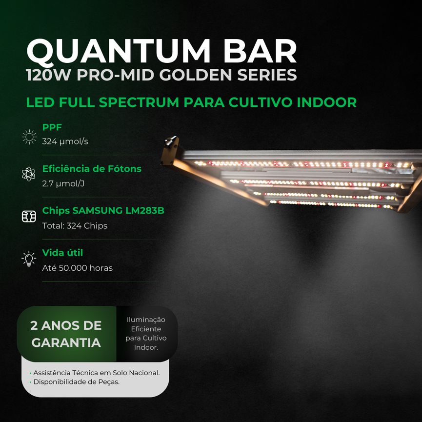 (120W) Painel de Led Master Plants Quantum Barra PRO-MID 120W / Chip Samsung LM283B + Deep RED 660nm