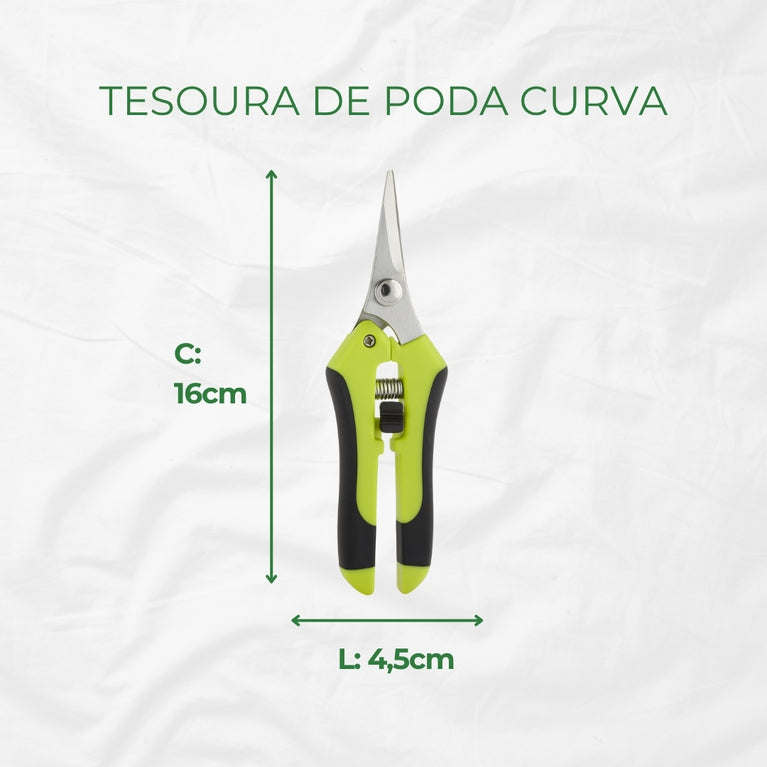 Tesoura Curva Profissional Poda Jardim Trimming - Cultivo Indoor Grow