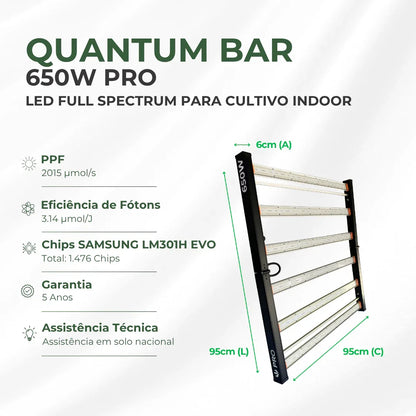 Kit de Cultivo Estufa Tenda 150x150x200 + Quantum Barra Qb 650W PRO Samsung LM301H EVO