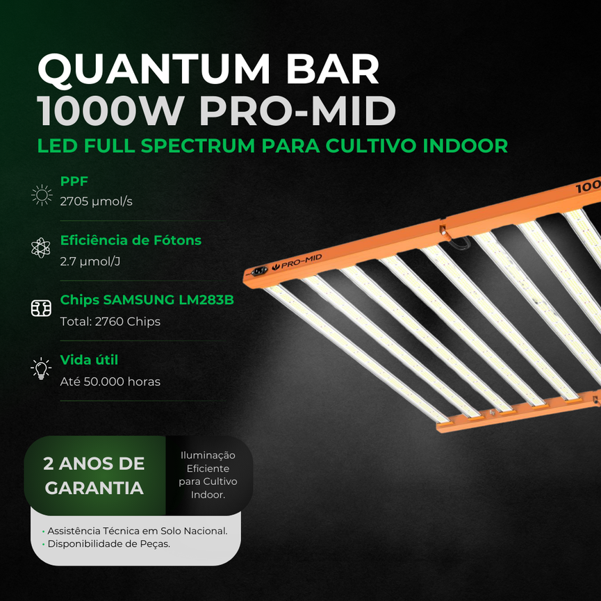 Painel de LED Quantum Barra 1000W com Chips Samsung LM283B - Cultivo Indoor