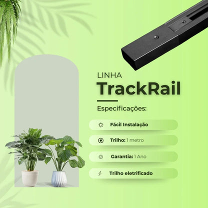 Trilho Eletrificado Preto Sobrepor 1m Alumínio Iluminação Spots