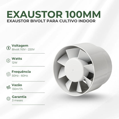 Kit Cultivo Grow Completo Estufa 60x60x160cm + LED Qb 65W Samsung LM281B + Exaustor 100MM Branco + Filtro 100mm 300m³