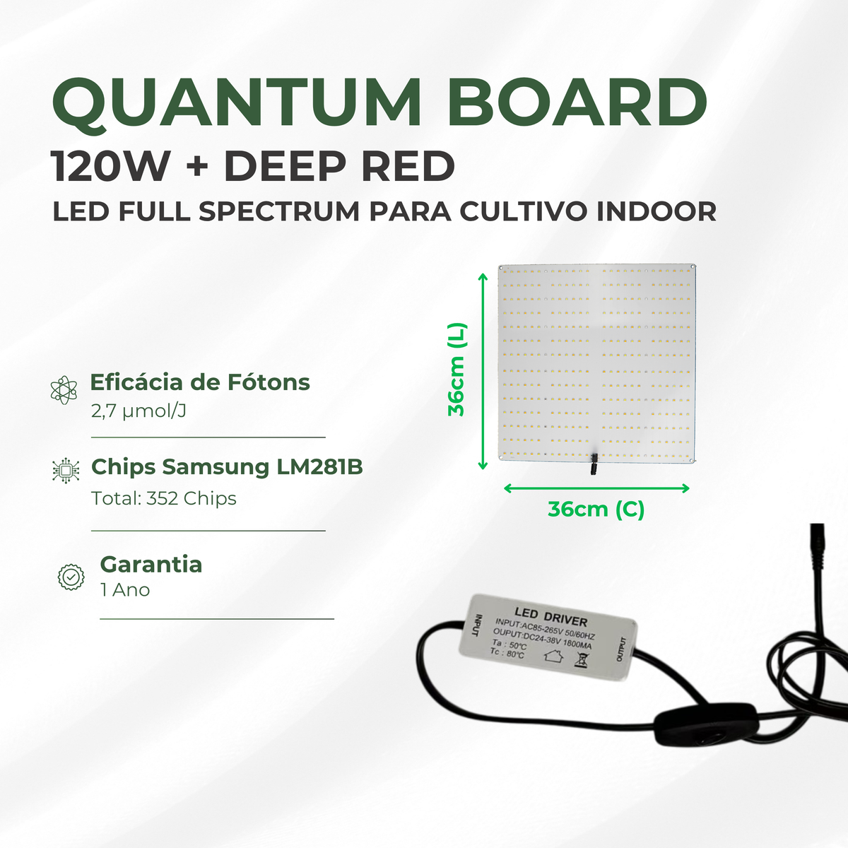 Quantum Board 120w Samsung LM281B Deep Red Cultivo Indoor - foto 2