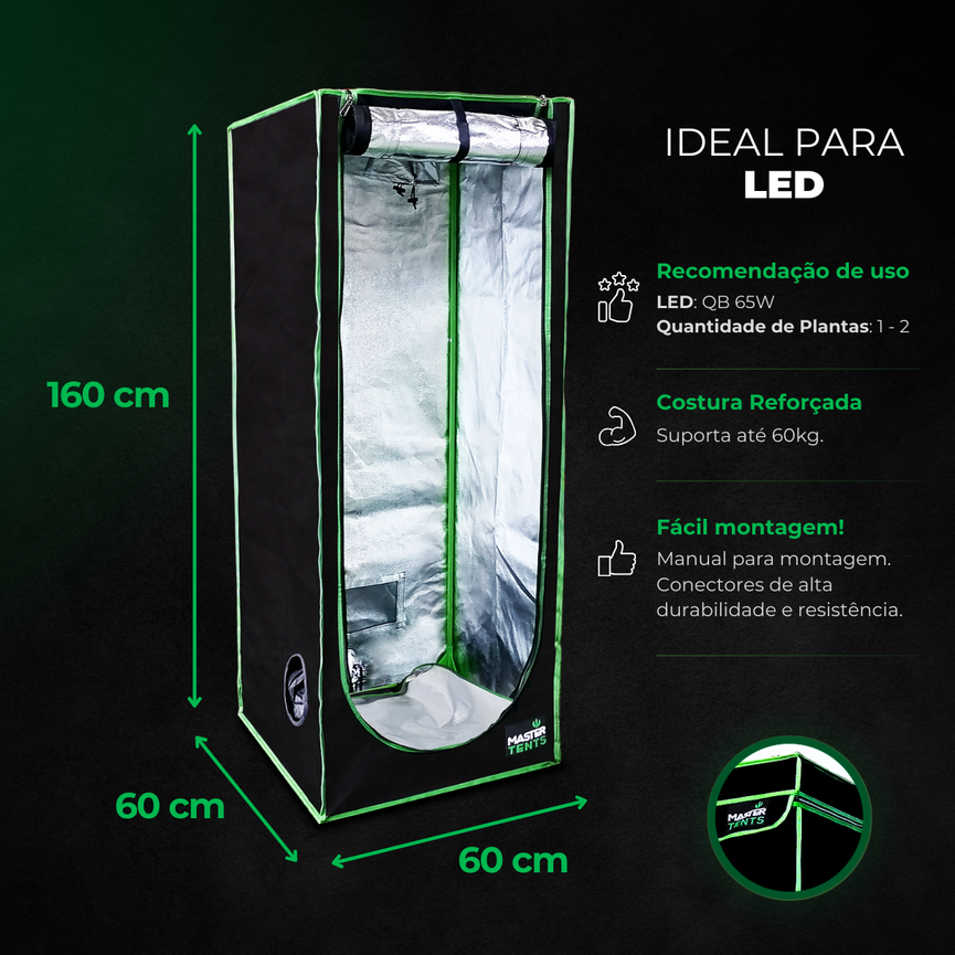 Kit de Cultivo Estufa Tenda 60x60x160 + Quantum Board Qb 65w Samsung LM283B+