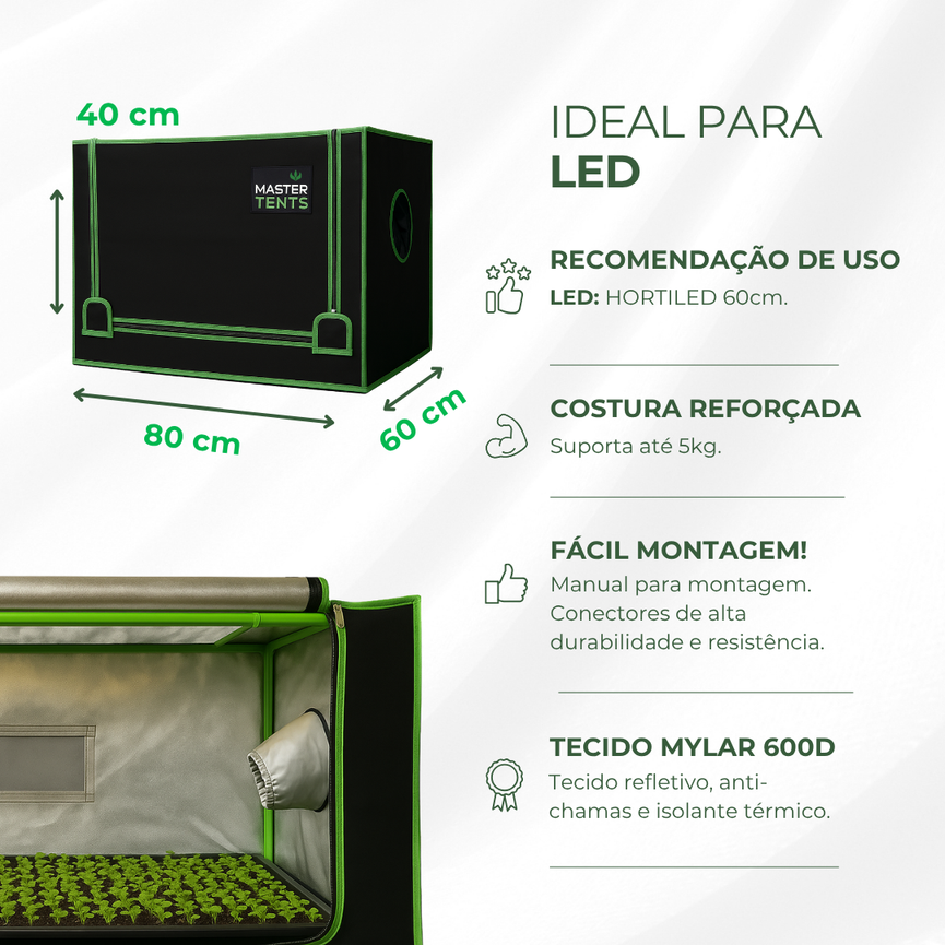 Estufa Propagação 80x60x40cm Indoor Master Tents P Mylar 600D PRO