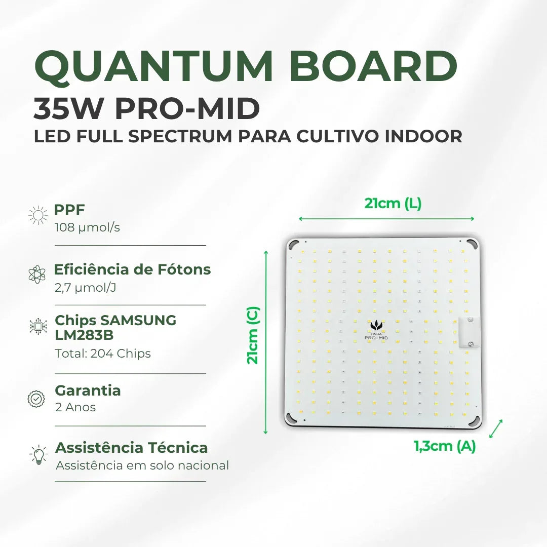 Kit Cultivo Grow Completo Estufa 40x40x120cm + LED Qb 35W Samsung LM283B + Exaustor 100MM Branco + Filtro 100mm 300m³