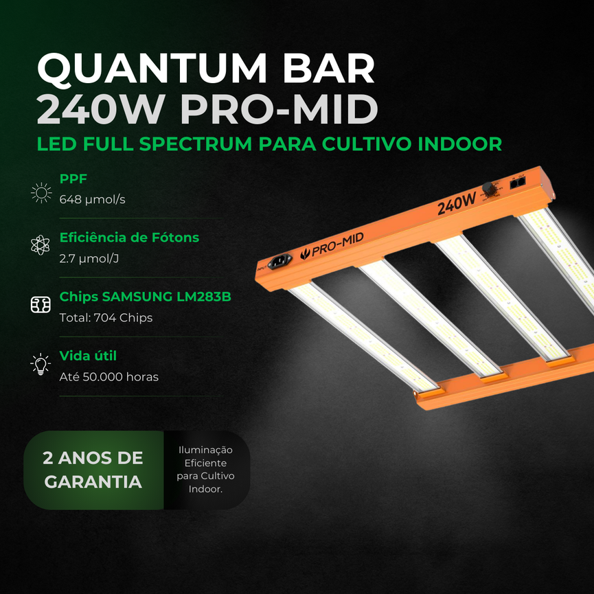 (240W) Painel de Led Quantum Bar PRO-MID 240W / Chip Samsung LM283B + Deep RED 660nm