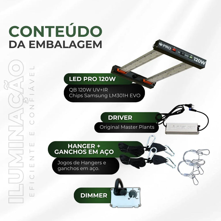 Painel de Led 120W Quantum Bar PRO UV+IR Chips Samsung LM301H - Cultivo Indoor