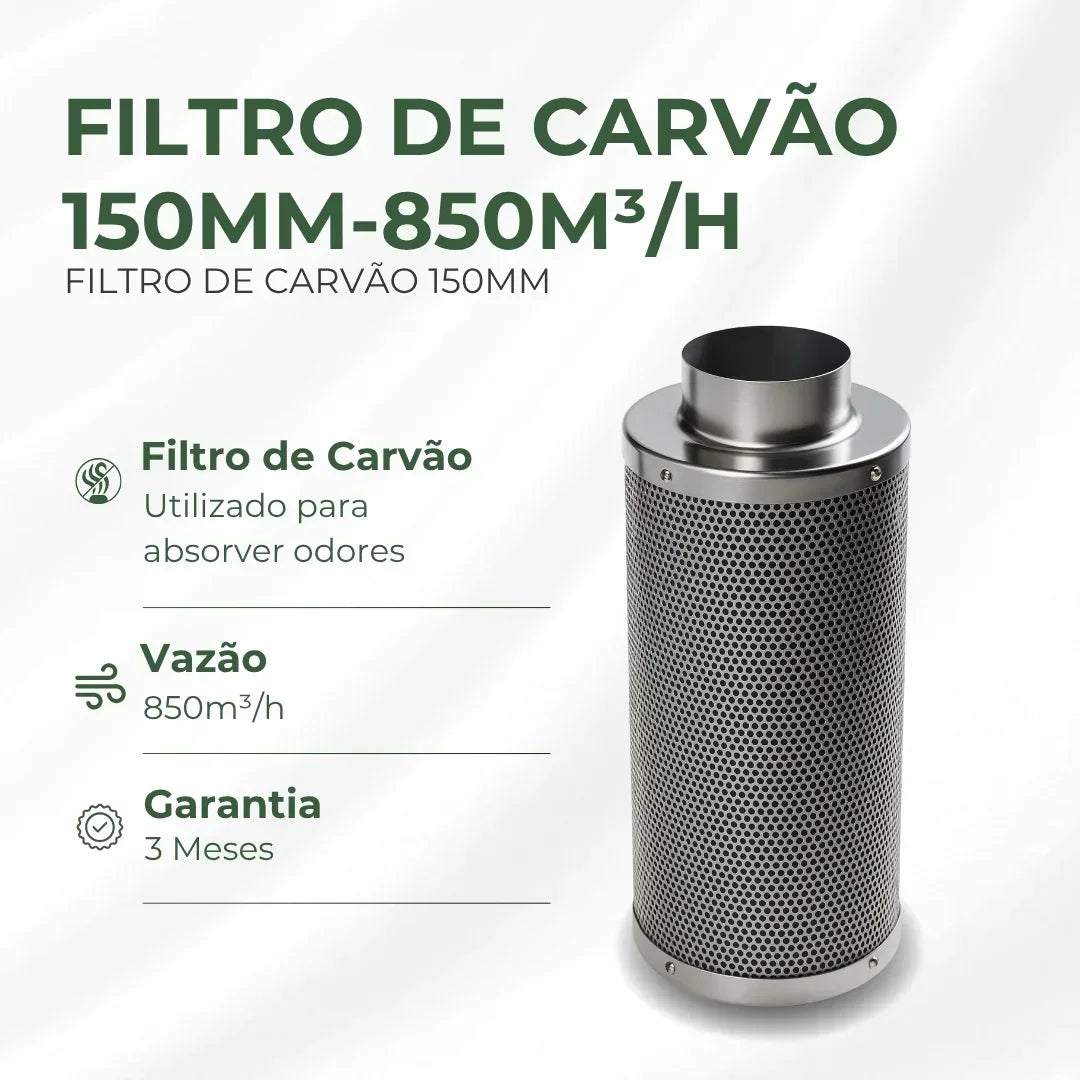 Kit Cultivo Grow Completo Estufa 120x120x200cm + LED Qb 480W Samsung LM301H EVO + Exaustor Turbo 150MM Preto + Filtro 150mm 850m³