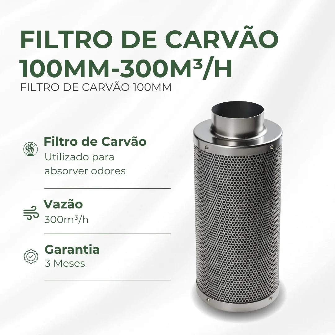 Kit Cultivo Grow Completo Estufa 60x60x160cm + LED Qb 65W Samsung LM301H EVO + Exaustor 100MM Branco + Filtro 100mm 300m³
