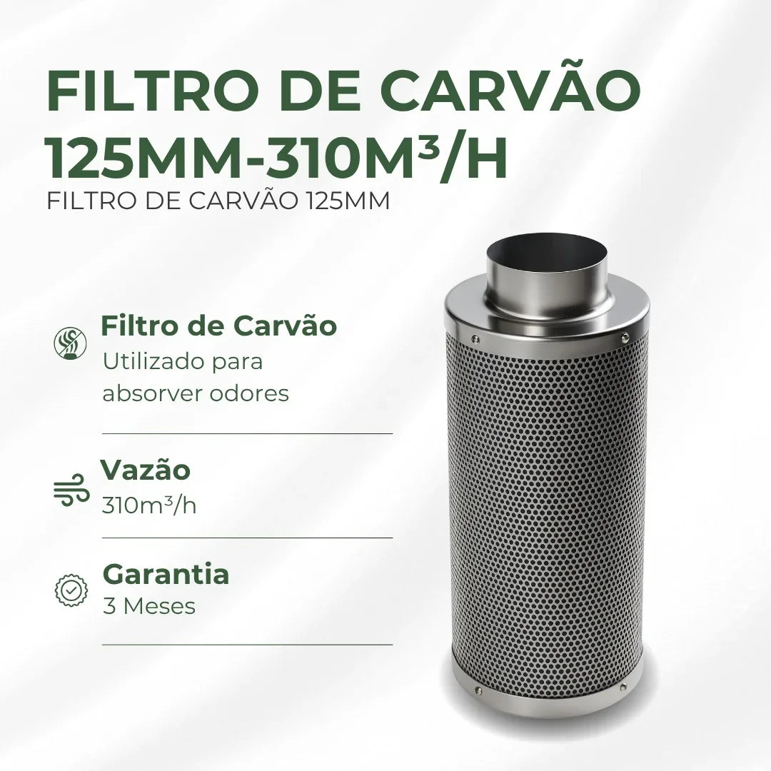 Kit Cultivo Grow Completo Estufa 80x80x180cm + LED Qb 120W Samsung LM301H EVO + Exaustor 125MM Branco + Filtro 125mm 310m³