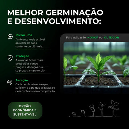 Kit de Cultivo Propagação Estufa 60x40x40 + Hortileds 20w + Bandeja Germinação para Mudas e Clones