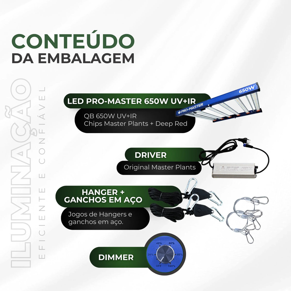 Kit 02un Painel de LED Quantum Barra 650W com Chips Originais Master Plants - Cultivo Indoor - foto 6
