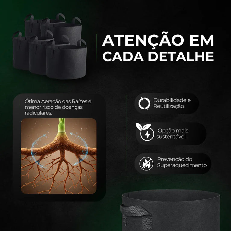 Vaso de Tecido Feltro 4L Redondo para Plantas Grow