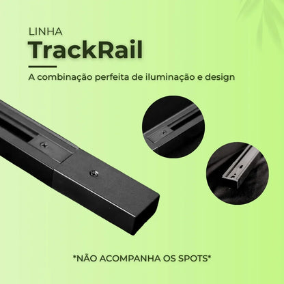 Trilho Eletrificado Preto Sobrepor 1m Alumínio Iluminação Spots