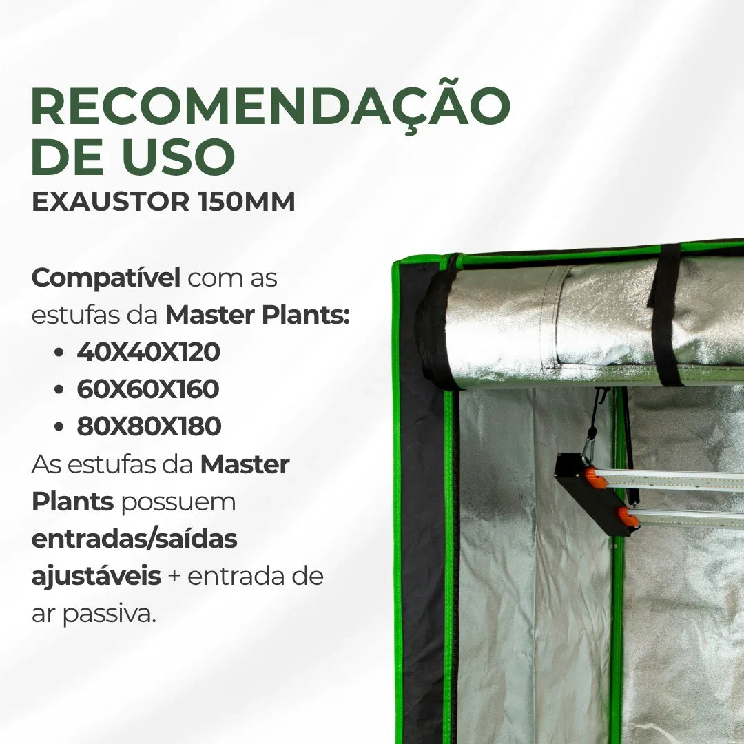 Exaustor Bivolt 150mm Cultivo Indoor Estufa Grow 18w Branco