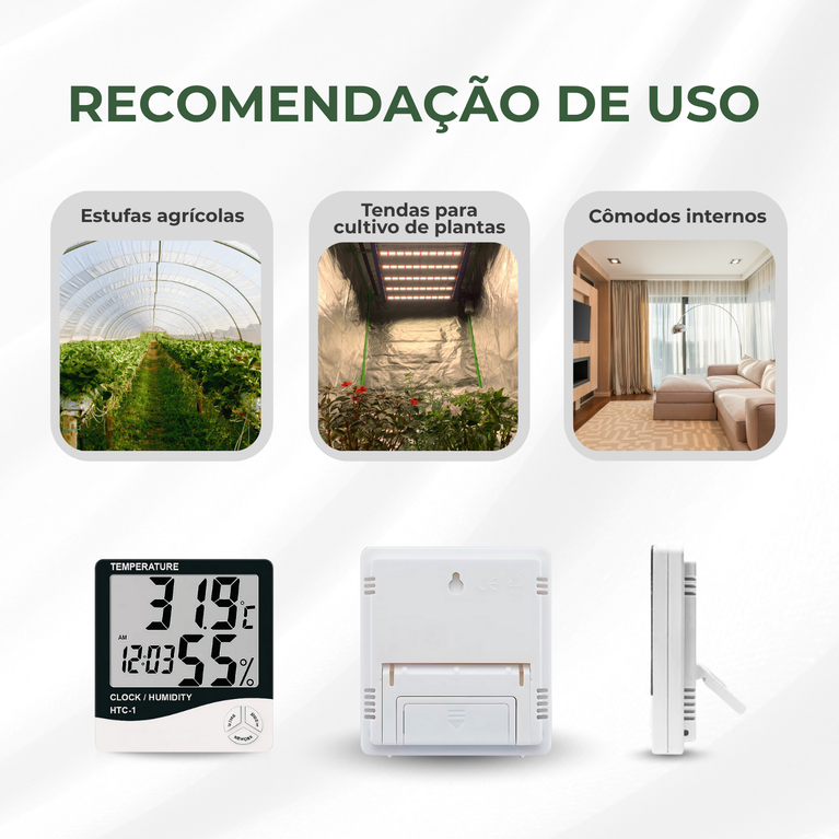 Termohigrômetro Digital Relógio Medidor de Umidade e Temperatura