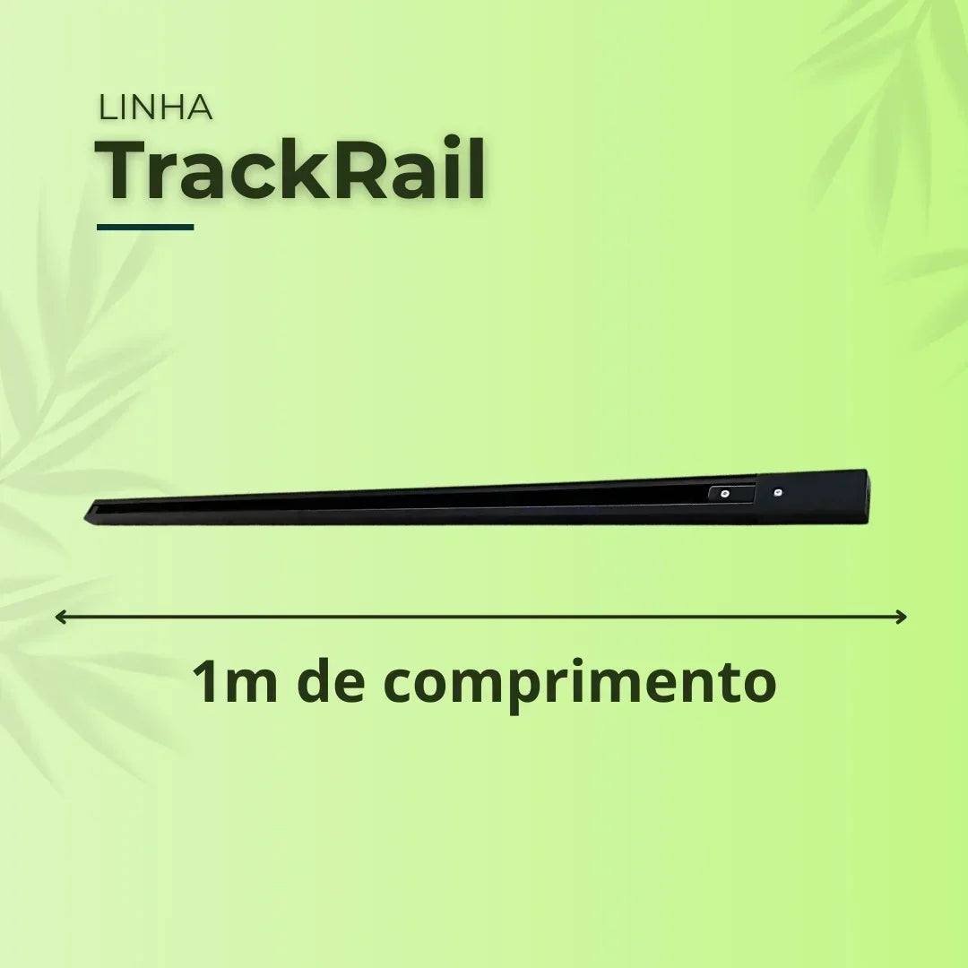Trilho Eletrificado Preto Sobrepor 1m Alumínio Iluminação Spots