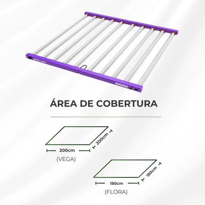Kit 02un Painel de LED Quantum Barra 1000W com Chips Samsung LM301H - Cultivo Indoor