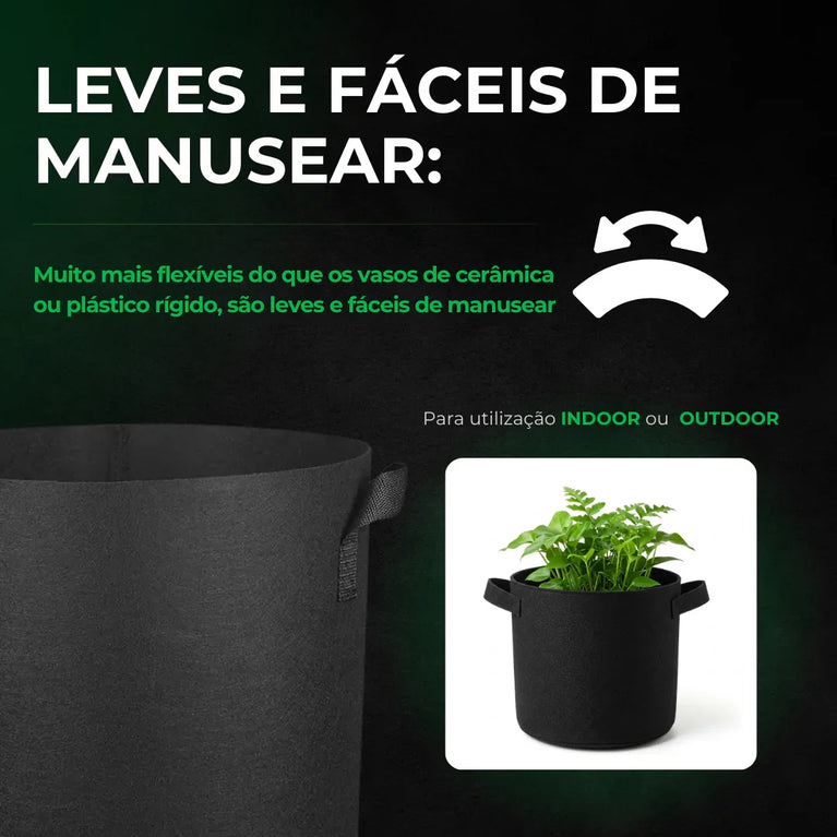 Vaso de Tecido Feltro 4L Redondo para Plantas Grow