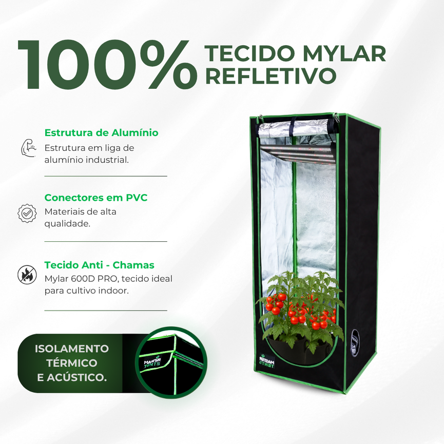 Kit Cultivo Grow Completo Estufa 80x80x180cm + LED Qb 120W Samsung LM283B + Exaustor Turbo 100MM Preto + Filtro 100mm 380m³