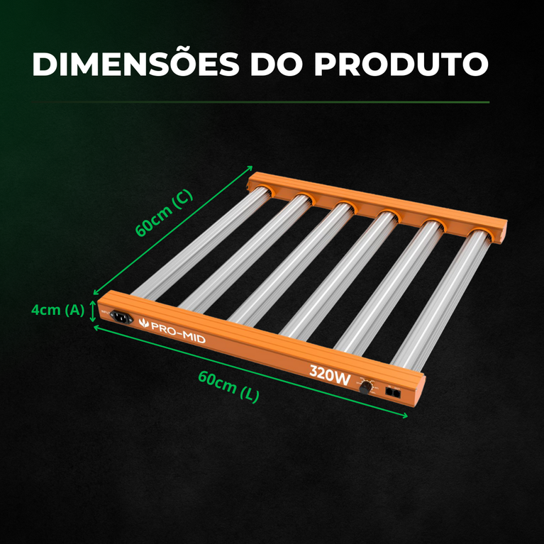 Painel de LED Quantum Barra 320W com Chips Samsung LM283B - Cultivo Indoor