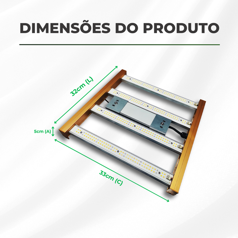 Painel de LED Quantum Barra 120W PRO-MID Chips Samsung LM283B - Cultivo Indoor