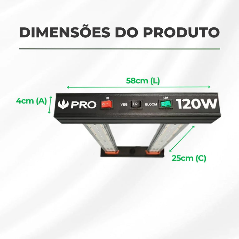 Painel de Led 120W Quantum Bar PRO UV+IR Chips Samsung LM301H - Cultivo Indoor