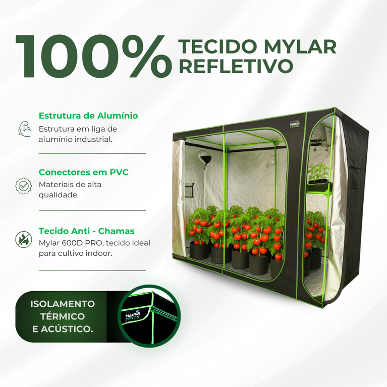 Estufa 3em1 275x120x200cm para Cultivo Indoor Tecido Mylar Refletivo PRO
