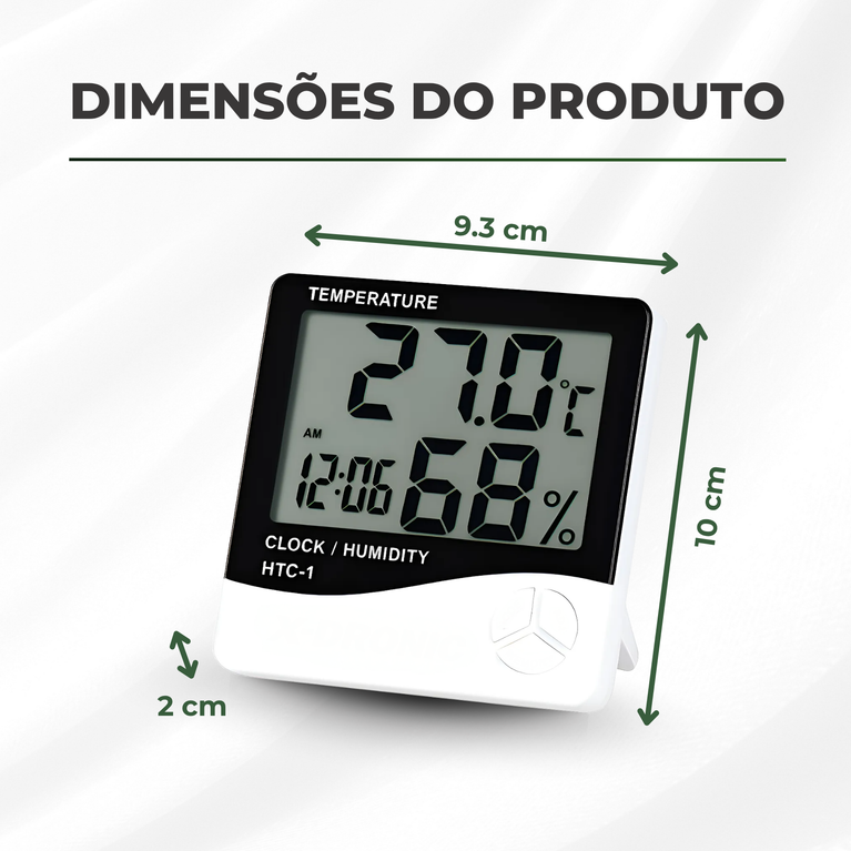 Termohigrômetro Digital Relógio Medidor de Umidade e Temperatura