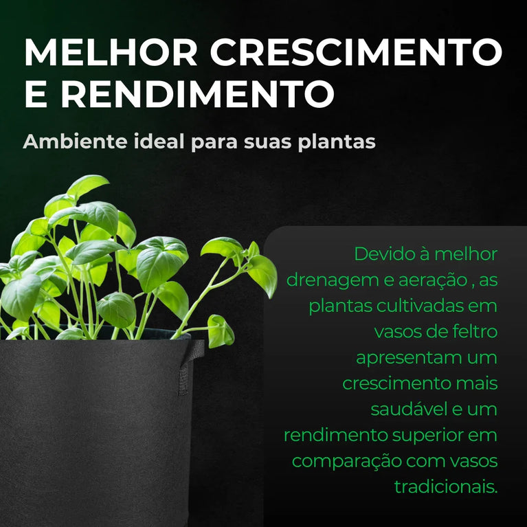 Vaso de Tecido Feltro 4L Redondo para Plantas Grow